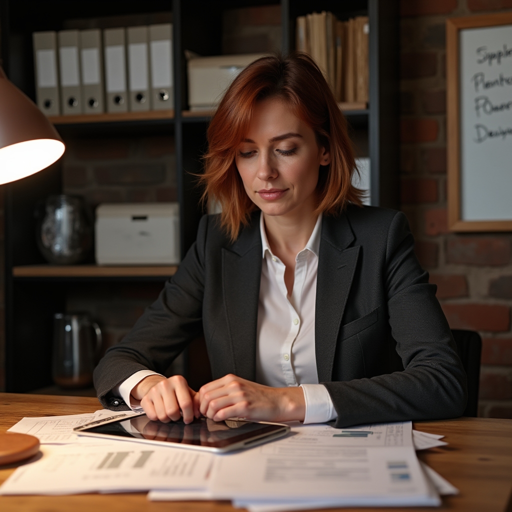 Consultant analyzing ingredient costs and purchase records