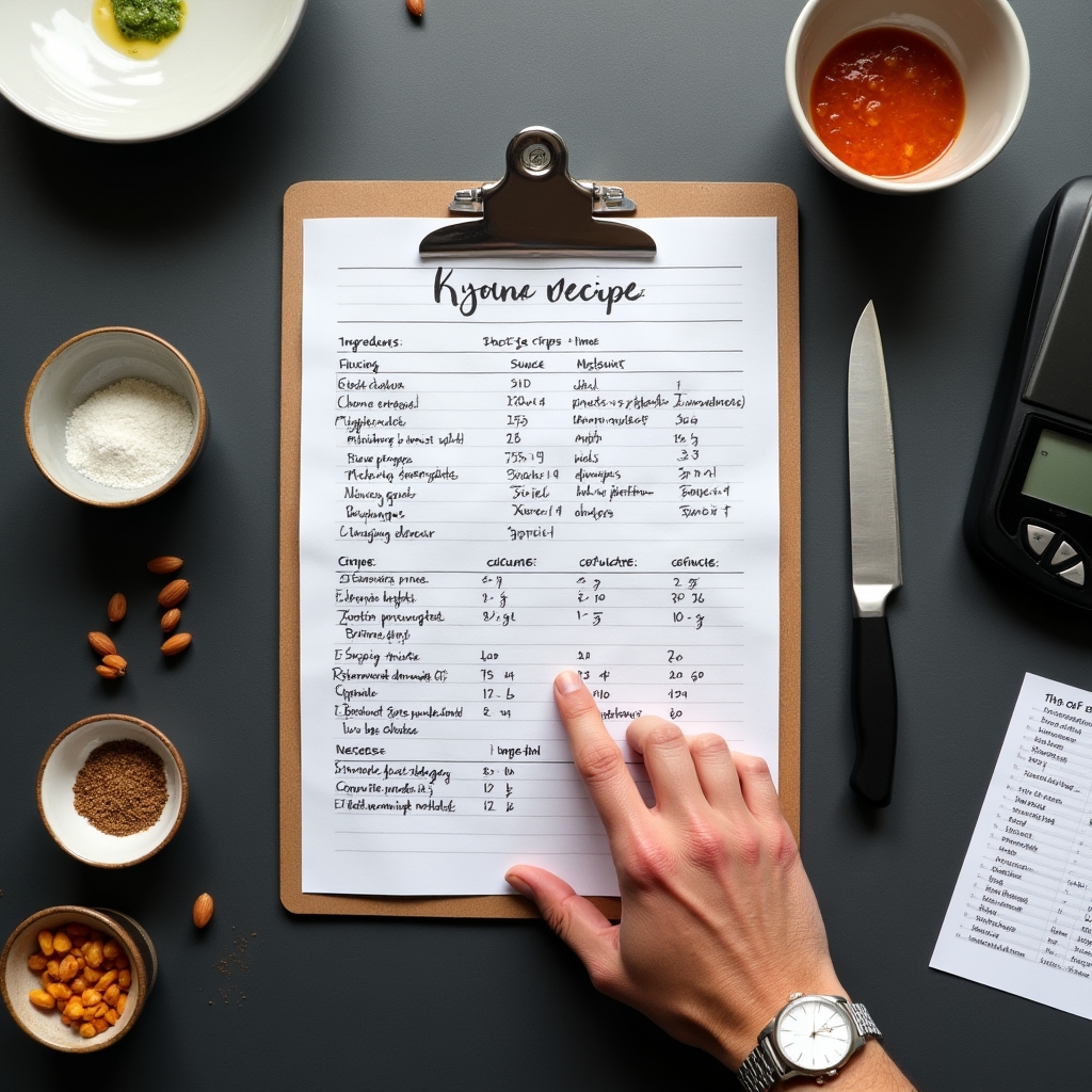Detailed recipe normative cards and standardization documents