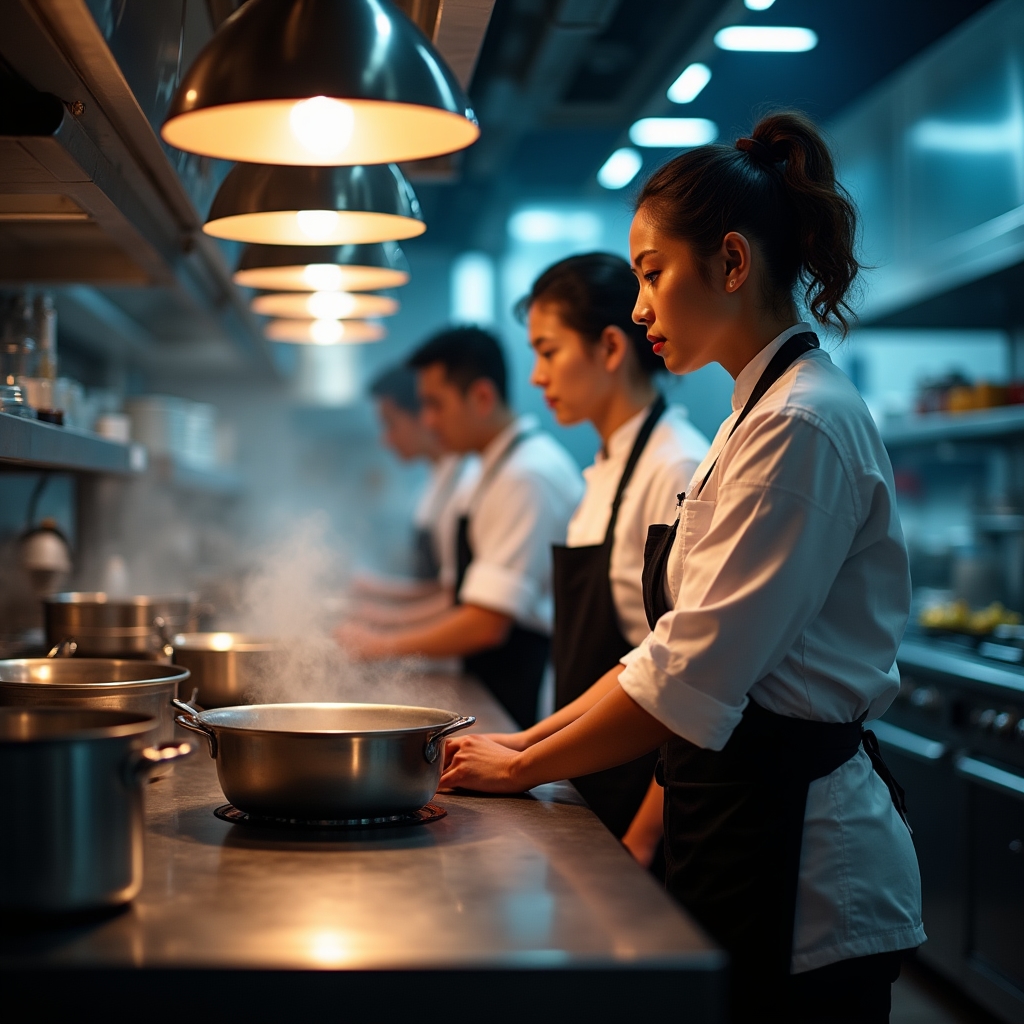 Professional kitchen operations and team coordination